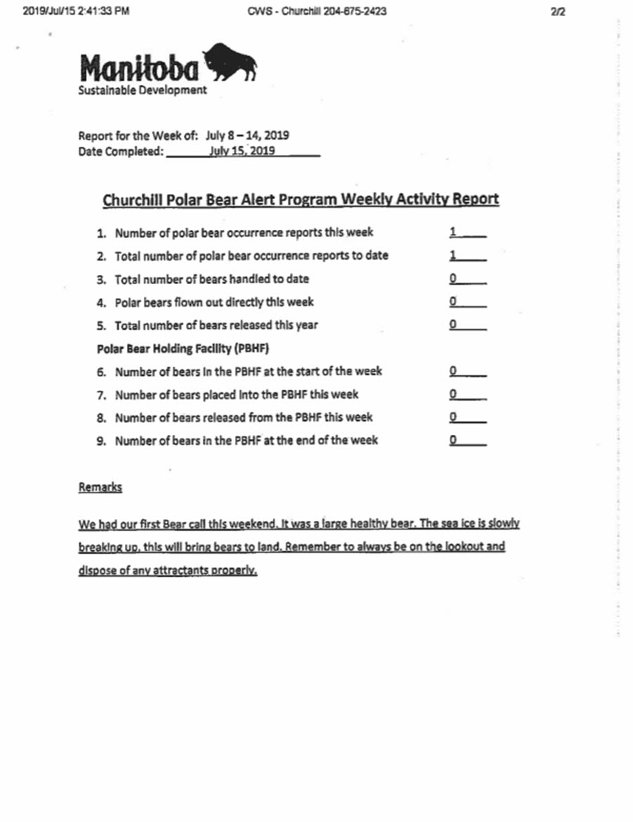 Churchill problem bears_week 1_2019 July 8-14