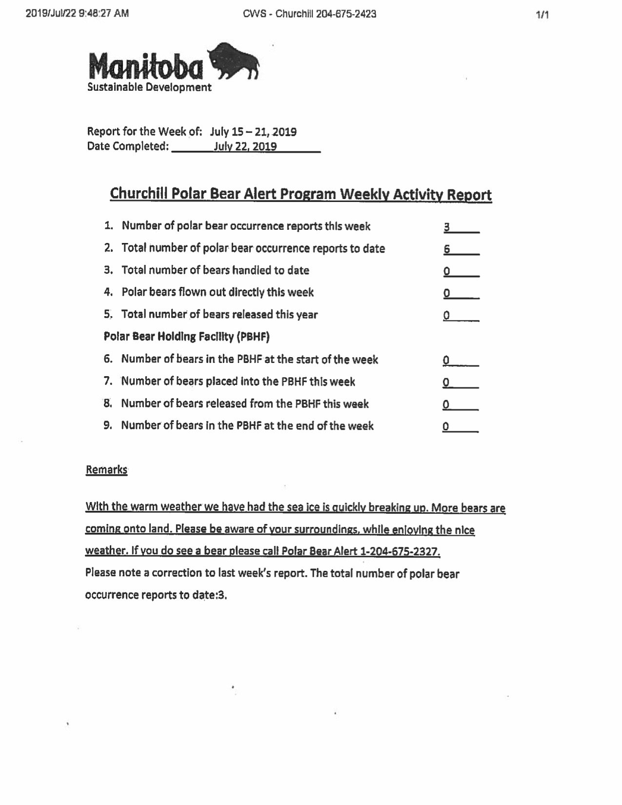 Churchill problem bears_week 2_2019 July 15-21