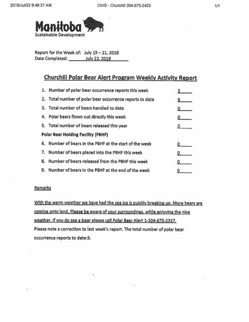 Churchill problem bears_week 2_2019 July 15-21