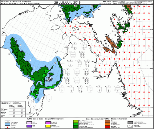 Hudson Bay weekly stage of development 2019 July 29