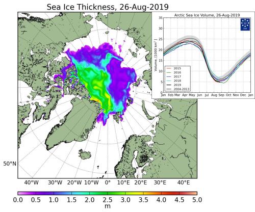 sea ice thickness 26 Aug 2019 note Svalbard
