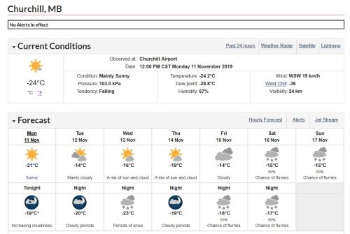 Churchill weather 11 Nov 2019 at 12 pm_EC