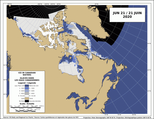 Sea ice Canada 2020 June 21