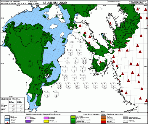 Hudson Bay weekly stage of development 2009_July 13