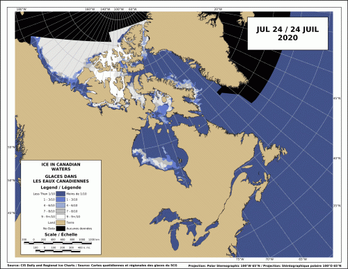 Sea ice Canada 2020 July 24