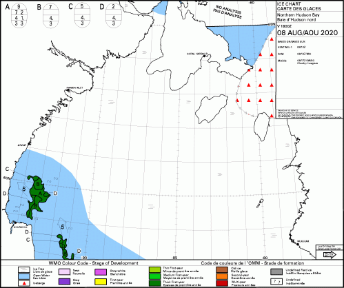 Hudson Bay North daily stage of development 2020 Aug 8