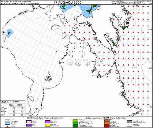 Hudson Bay weekly stage of development 2020 Aug 17