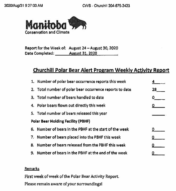 2020 Aug 31 - Polar Bear Stats_week 1 jpeg
